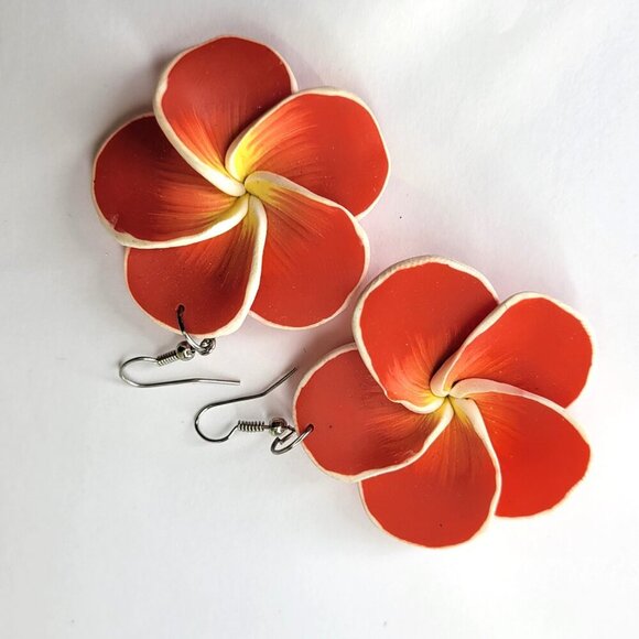 Hibiscus Earrings Floral Earrings Flower Earrings - Picture 4 of 6